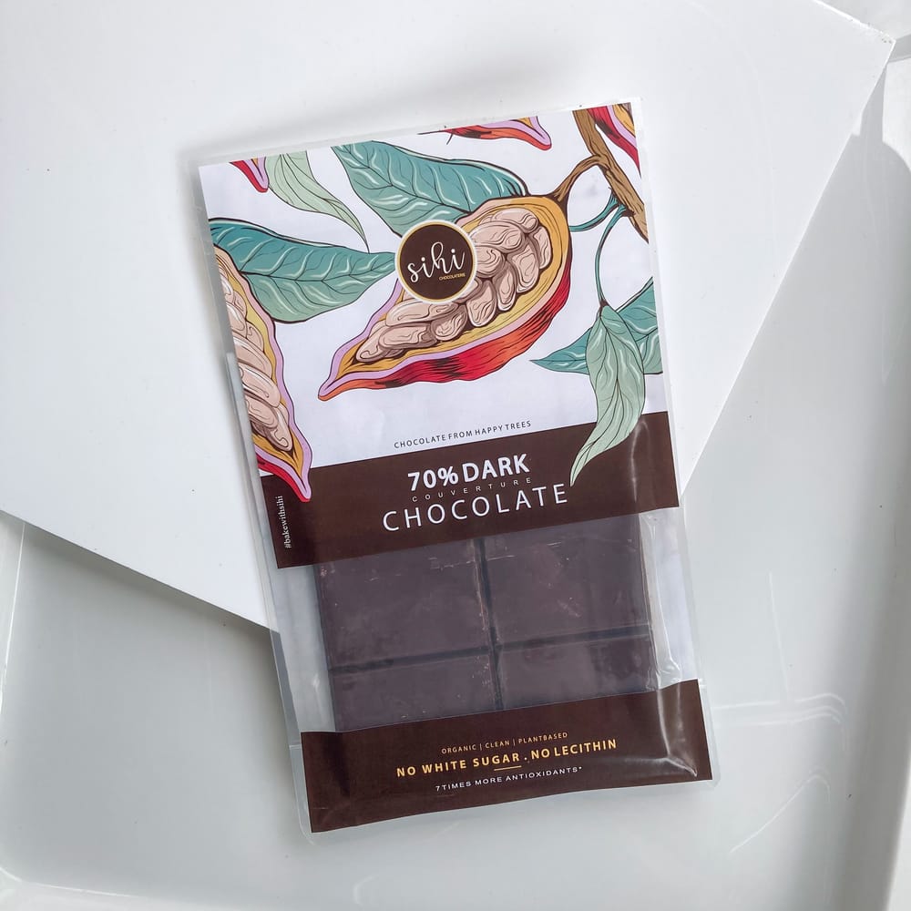70% organic dark chocolate couverture bar - no white sugar | plant based chocolate